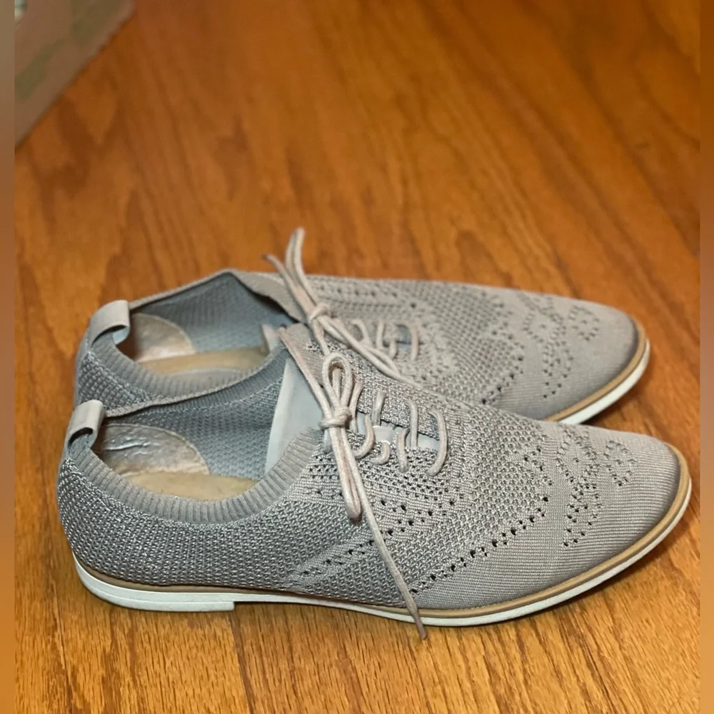 EuroSoft by Sofft Mens Knit Oxford Wingtip Shoes Taupe Grey Lace Up‎ Comfort